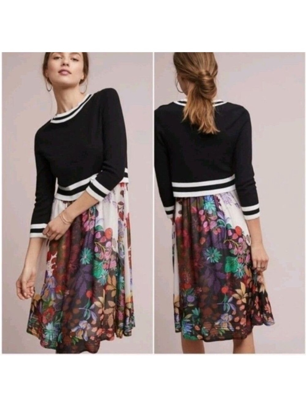 Anthropologie Maeve Osceola Sweater Dress Size Small Floral